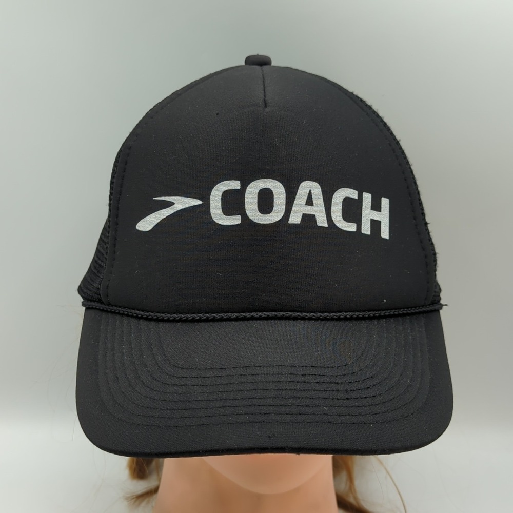 Brooks Coach Hat Trucker Cap Mesh Rope Foam Adjustable Snapback Otto Black